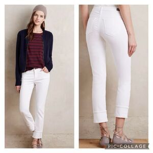 AG Adriano Goldschmied White Stevie Cuff Petite Jeans 25P women